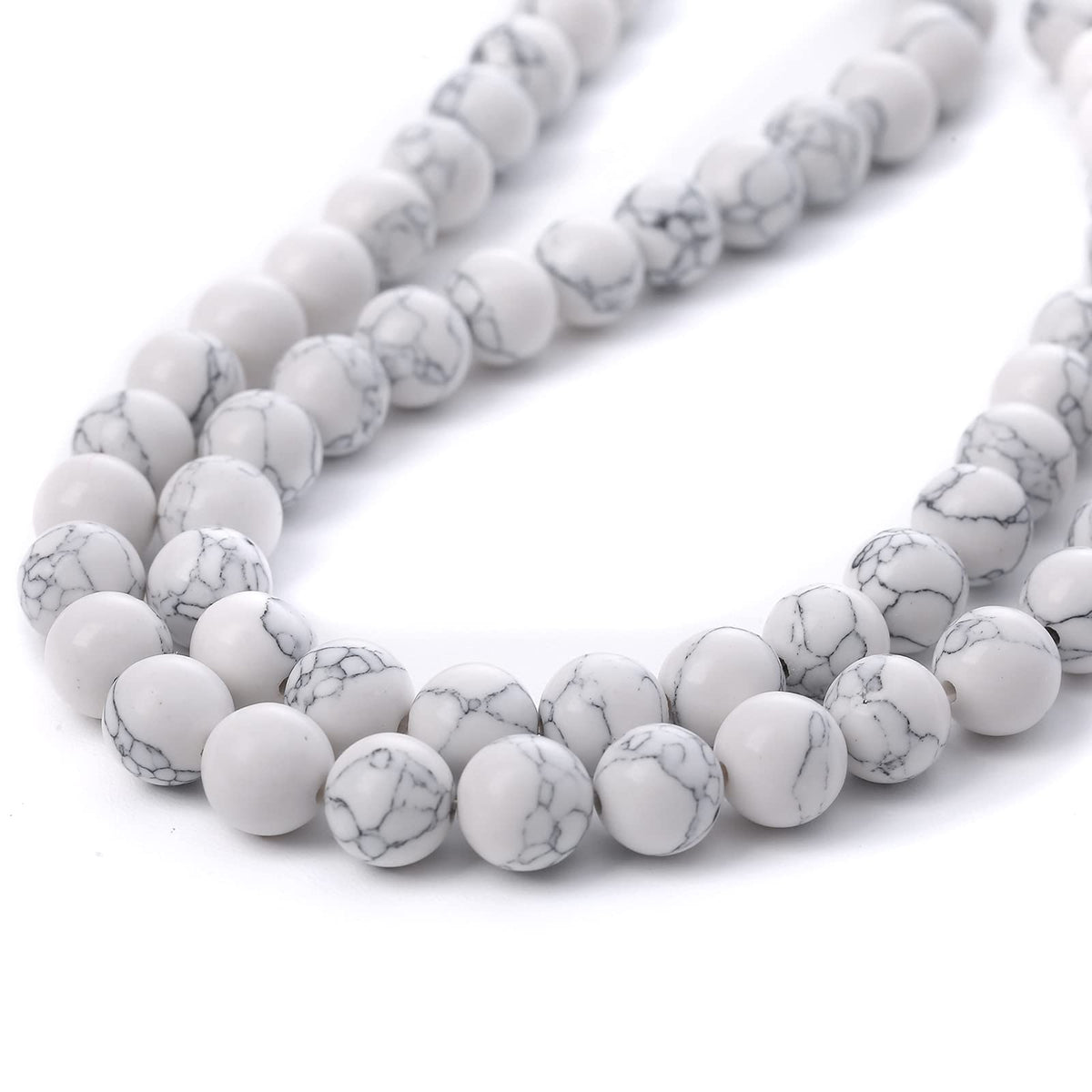 32PCS 12MM White Howlite Turquoises Round Loose Beads Natural Gemstone Beads for Jewelry Making DIY Bracelet Necklace 15"
