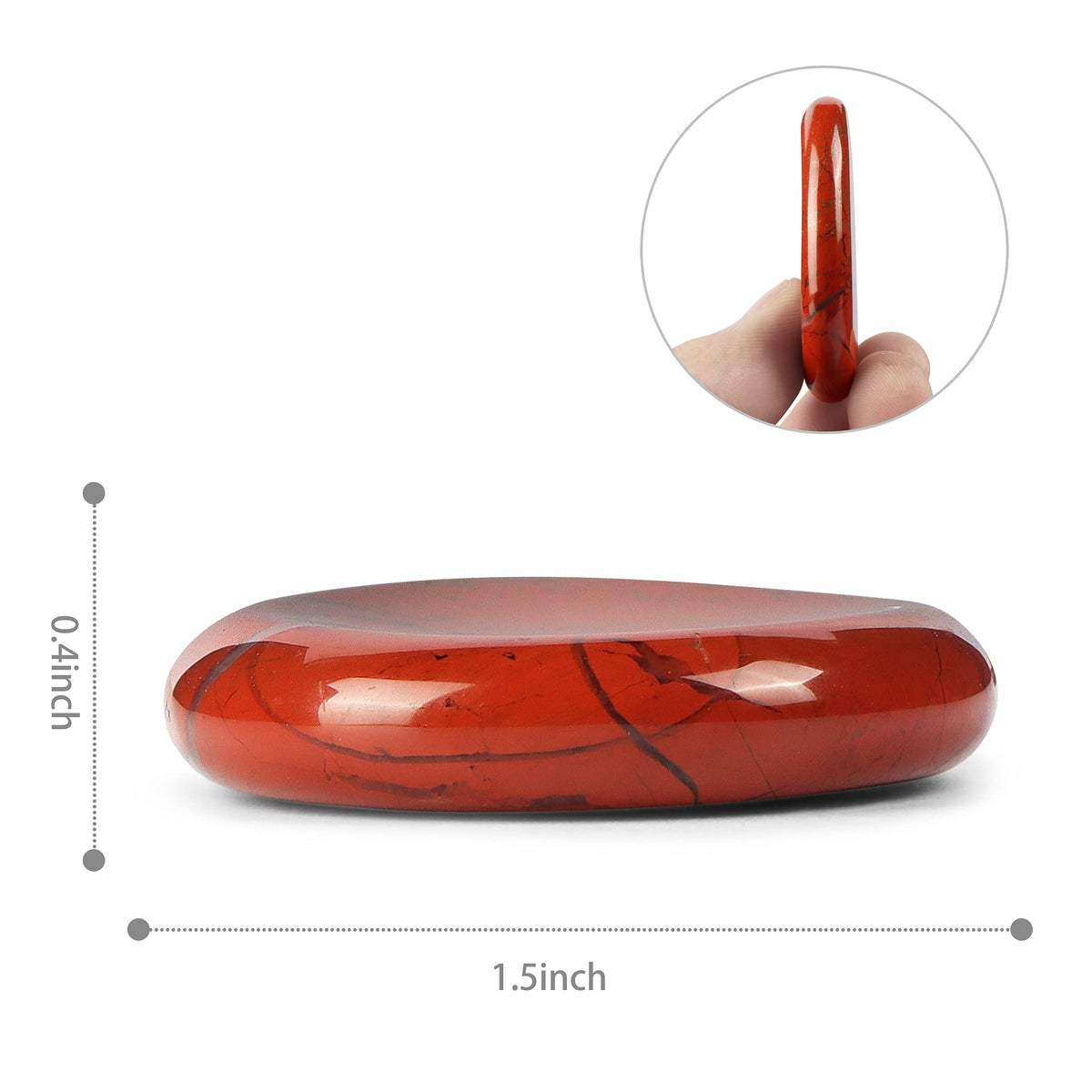 Artistone Red Jasper Crystal Thumb Worry Stone Hand Carved Crystal Pocket Palm Stone for Anxiety Stress Relief, Meditation Reiki, Water Drop Shaped