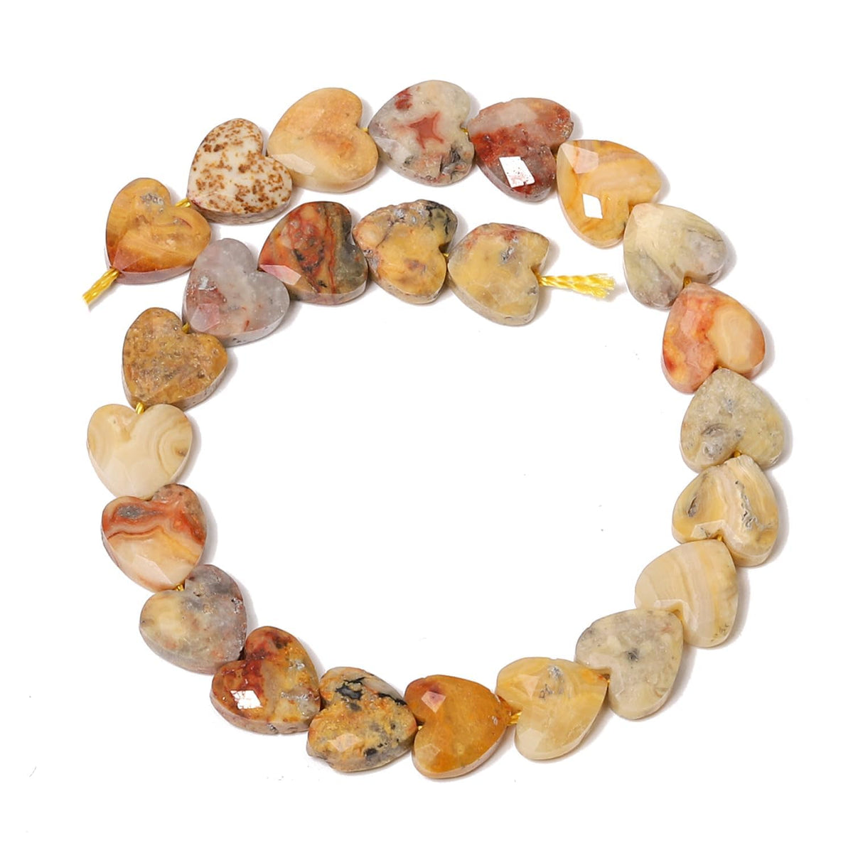 Nitopupu 22pcs Faceted Heart Stone Beads Natural Crazy Lace Agate Bead 8mm Crystals and Healing Stones for Jewelry Making Supplies,Friendship Bracelet Kit,Love Gifts