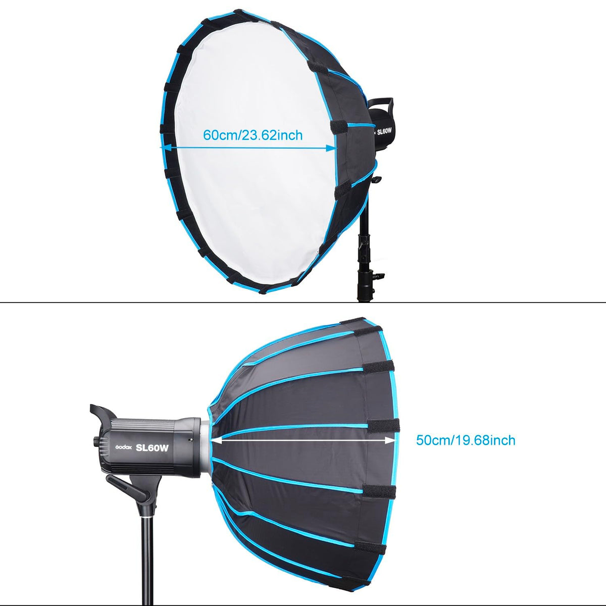 Godox SL-60W Kit with Softbox and 2.8M Stainless Steel Light Stand LED Video Light 5600K Studio Continuous Lamp Bowens Mount Wirelessly Adjust Photo Lights for YouTube, Wedding, Outdoor Shooting