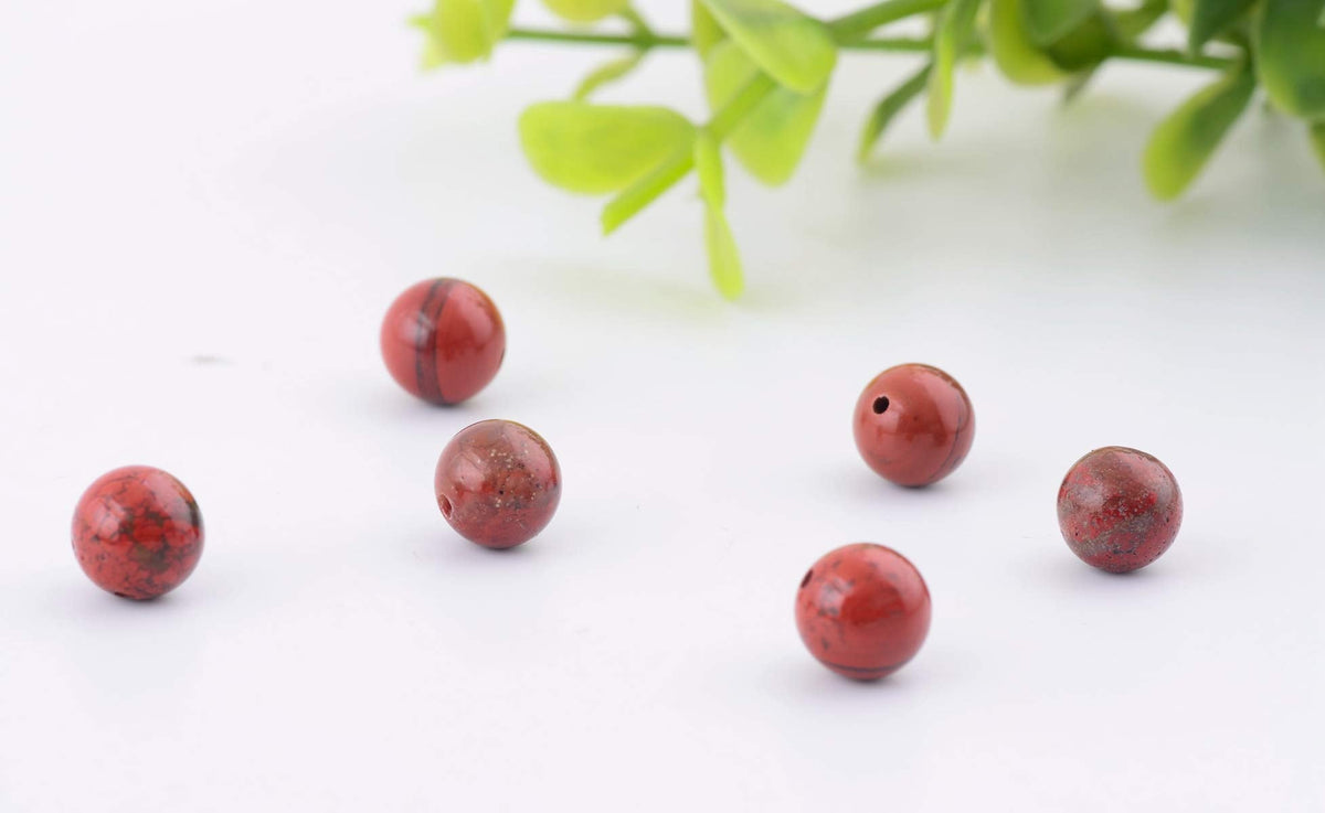Natural Stone Beads 100pcs 8mm Round Red Jasper Genuine Real Stone Beading Loose Gemstone Hole Size 1mm DIY Charm Smooth Beads for Bracelet Necklace Earrings Jewelry Making (Red Jasper)