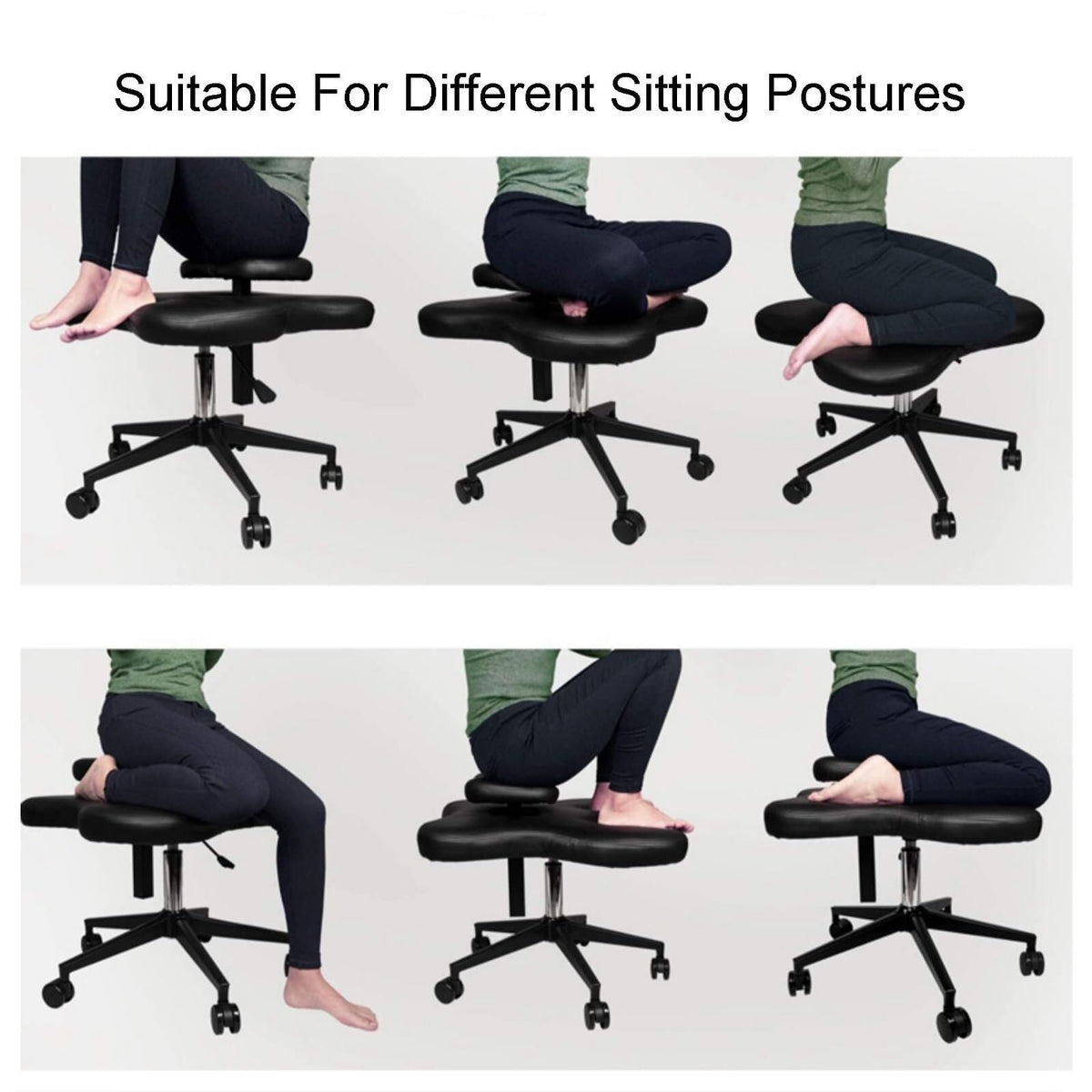 Height Adjustable Ergonomic Kneeling Chair, Cross-Legged Office Chair with Swivel Base, for Yoga, Meditation & Computer Work(White)