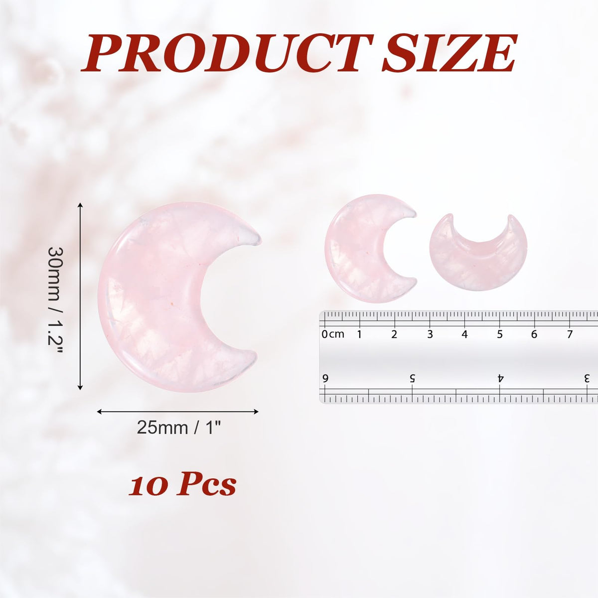 MECCANIXITY 10 Pcs Moon Crystal Worry Stone, 1.2 Inch Length Natural Rose Quartz Moon Gemstone Bulk, Carved Pocket Stones for Meditation Balancing Pendant Decor