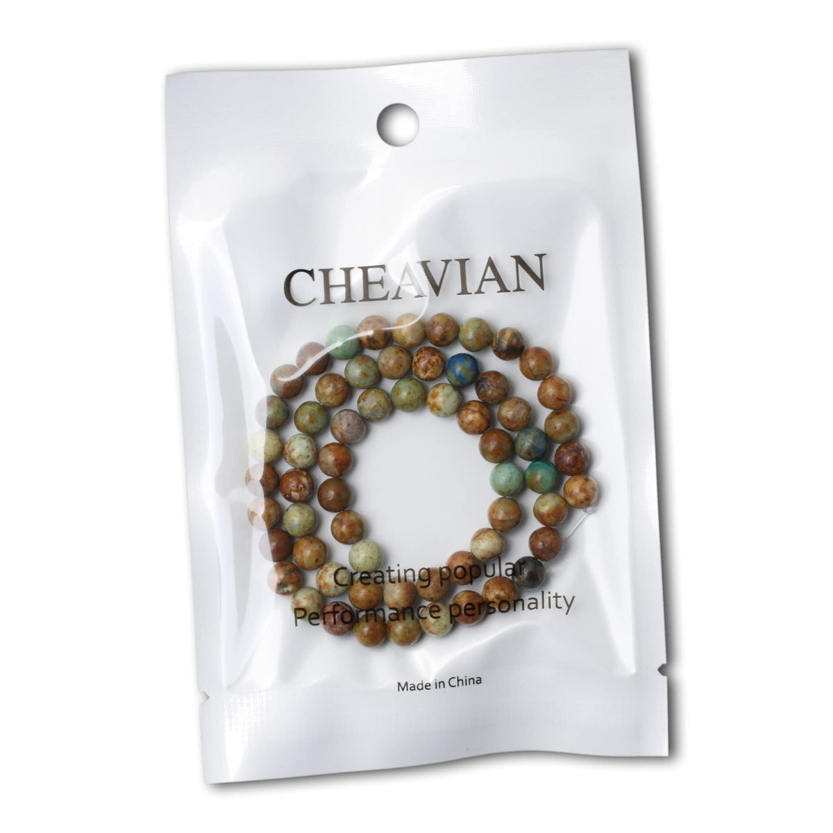 CHEAVIAN 60PCS 6mm Natural Peacock Turquoise Gemstone Round Loose Beads for DIY Bracelet Necklace Earrings Jewelry Making 1 String 15 Inches