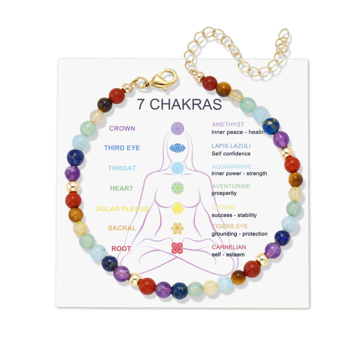 Chakra Bracelets for Women, Crystals and Healing Stones Bracelet for Women Anxiety Healing Bracelet for Woman, 7 Chakra Healing Crystals Spiritual Gifts Meditation Relief Anxiety Jewelry (7)