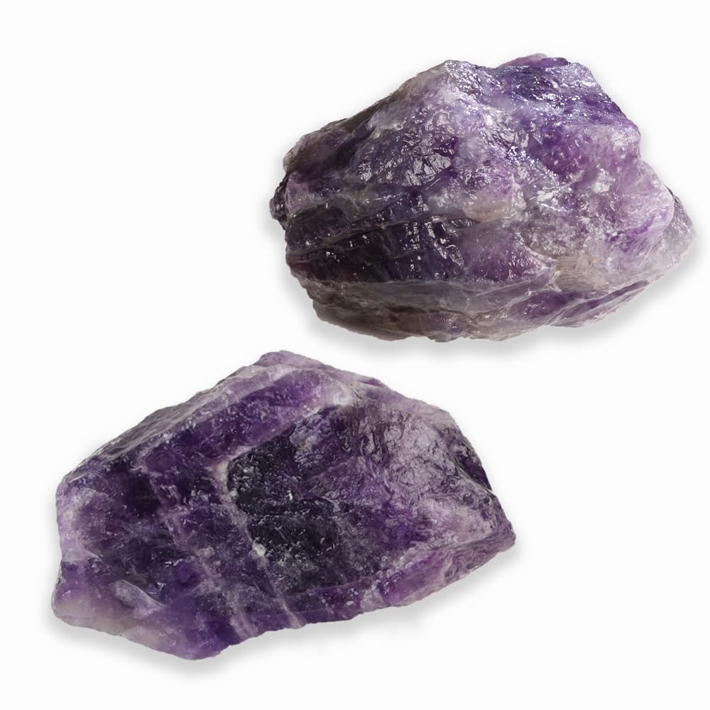 2PCS Natural Raw Stone Healing Crystals Bulk Healing Gemstones for Reiki Tumbling Fountain Rocks Meditation Garden Home Decor (Amethyst)