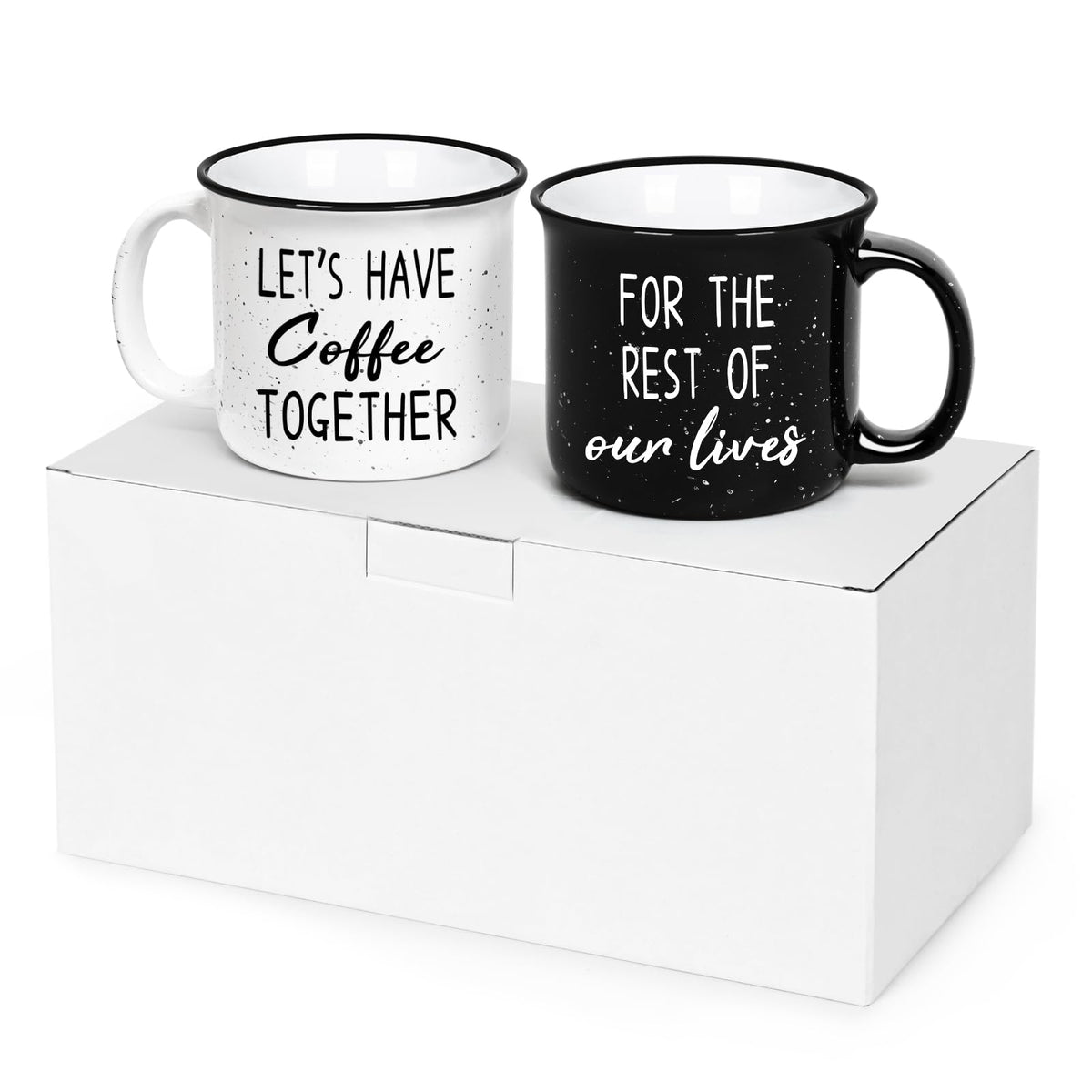YHRJWN Couples Gifts, Let's Have Coffee Together For The Rest Of Our Lives Mug, Engagement Gifts for Couples, Anniversary Wedding Presents for Him Her, 15Oz