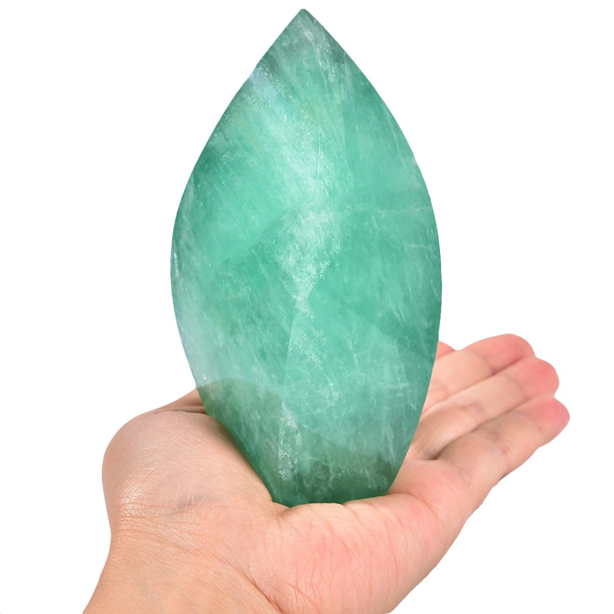 JIC Gem Green Fluorite Crystal Natural Healing Crystal Point Large 4 Sides Tower Fluorite Stone Energy Gemstone Home Decor 1.1-1.7 Lbs