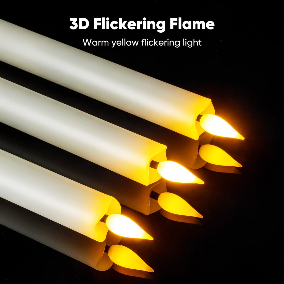 Meigic 6 Pcs Flameless Taper Candles with Remote Timer, Battery Operated Window Candles, 9.6 inches White Plastic LED Candlesticks, for Halloween Christmas Church Wedding Decor