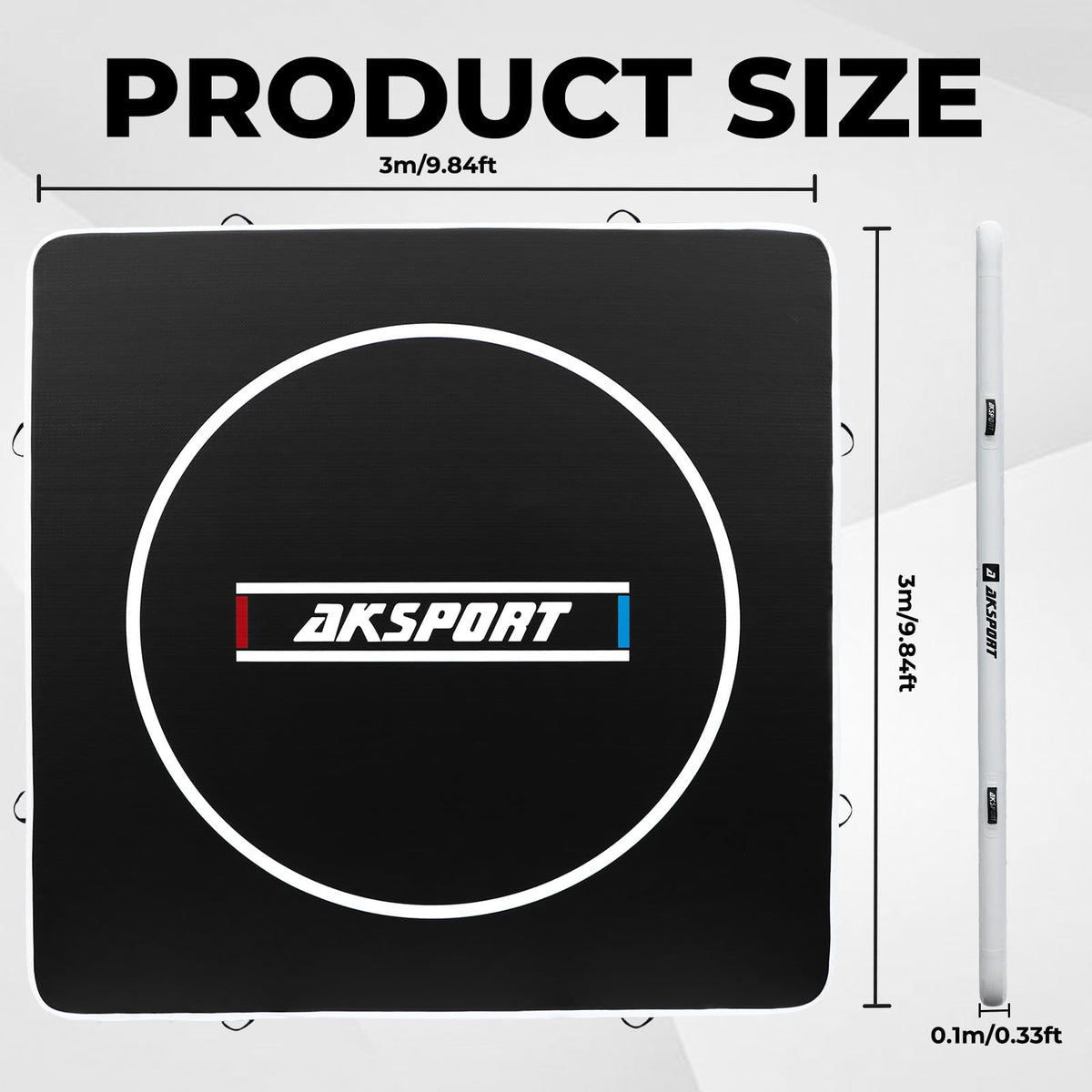AKSPORT Inflatable Wrestling Mat 10x10 FT, Wrestling Mat for Home, Thick Jiu Jitsu Training Mat for BJJ, MMA, Boxing, Grappling, Judo, Indoor Outdoor Gym Mat
