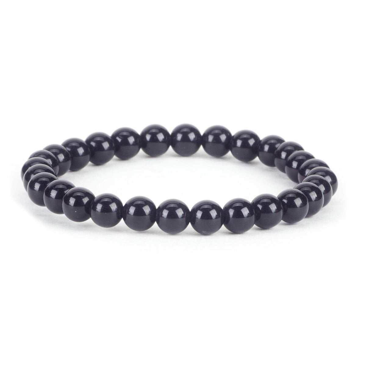 Cherry Tree Collection - Small, Medium, Large Sizes - Gemstone Beaded Bracelets For Women and Men - 6mm Round Beads (Black Obsidian - Medium)