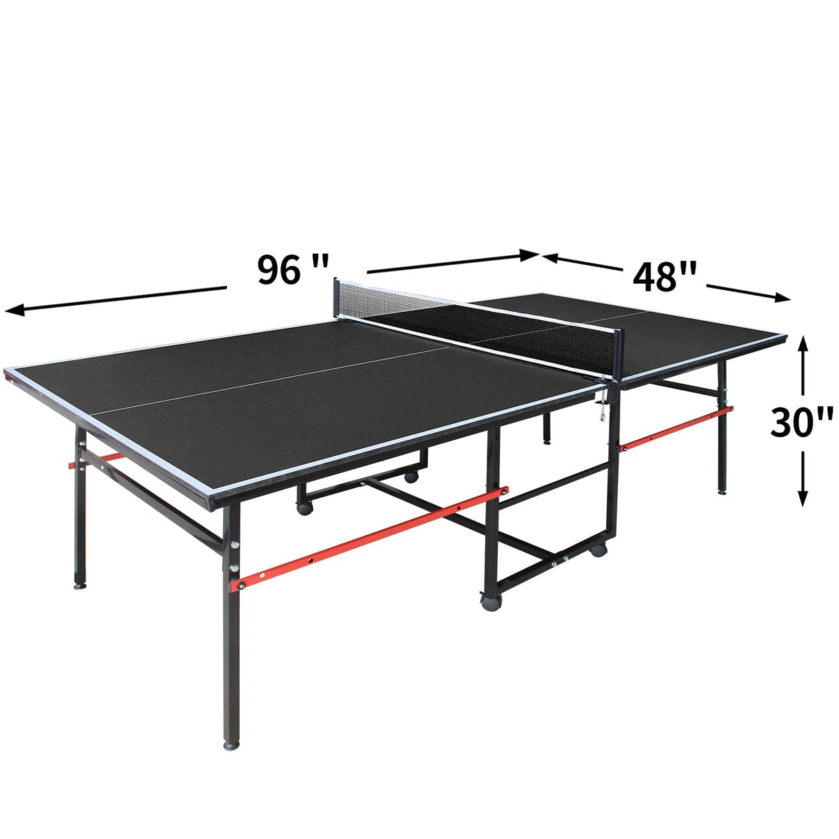 KL KLB Sport 8Ft Mid-Size Ping Pong Table, Foldable & Portable Table Tennis Table Set for Indoor Games with Net, 2 Table Tennis Paddles and 3 Balls (Black)