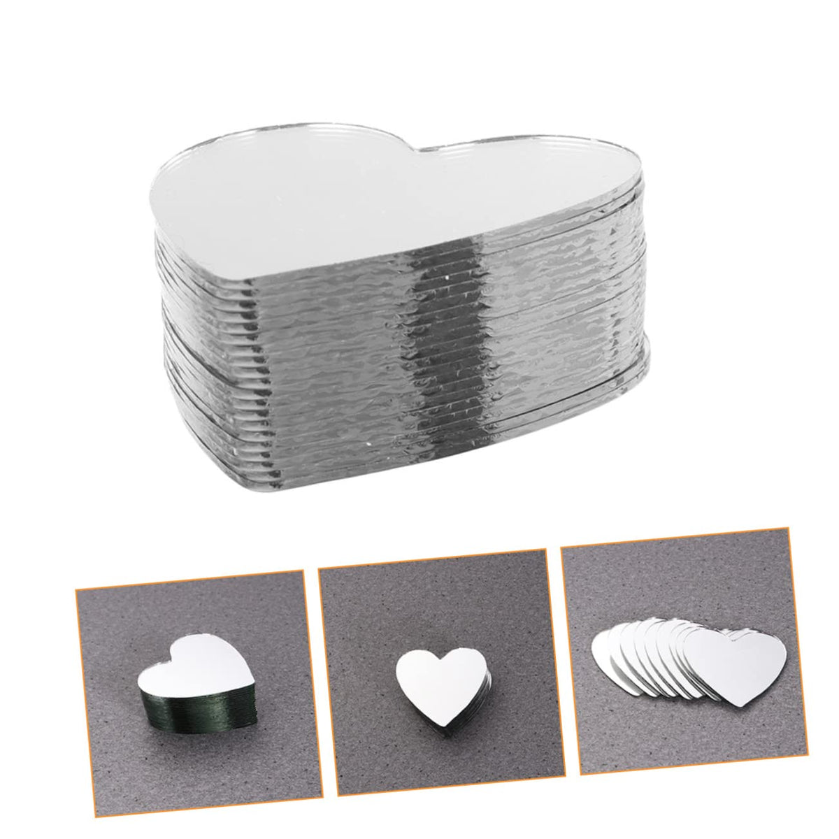 EXCEART 30Pcs Heart-Shaped Glass Mirror Tiles for DIY Craft Projects Compact Small Mirrors with Smooth Rounded Edges Safe for Handbag Storage and Makeup Vanity