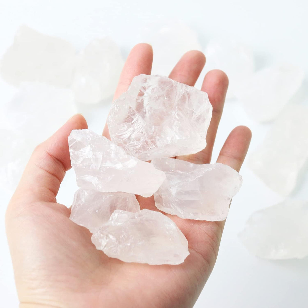 Nvzi Clear Quartz Crystal Bulk, Raw White Quartz Crystal Stones for Wicca, Reiki, and Energy Healing Crystals, Witchcraft Supplies, Rocks for Tumbling, Calcite Crystal, Hypnotic Gems(1 Lb)