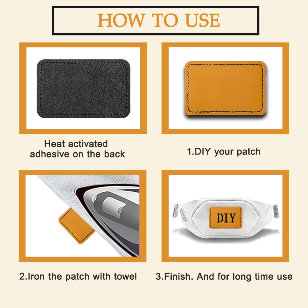 15Pcs Blank Leatherette Hat Patches with Adhesive Rustic Leatherette Rectangle Patch Real Leather Patches for Hats Custom Fabric Repair Sew Laser Supplies Clothes Bags DIY Crafts 3 x 2 Inches (Yellow)
