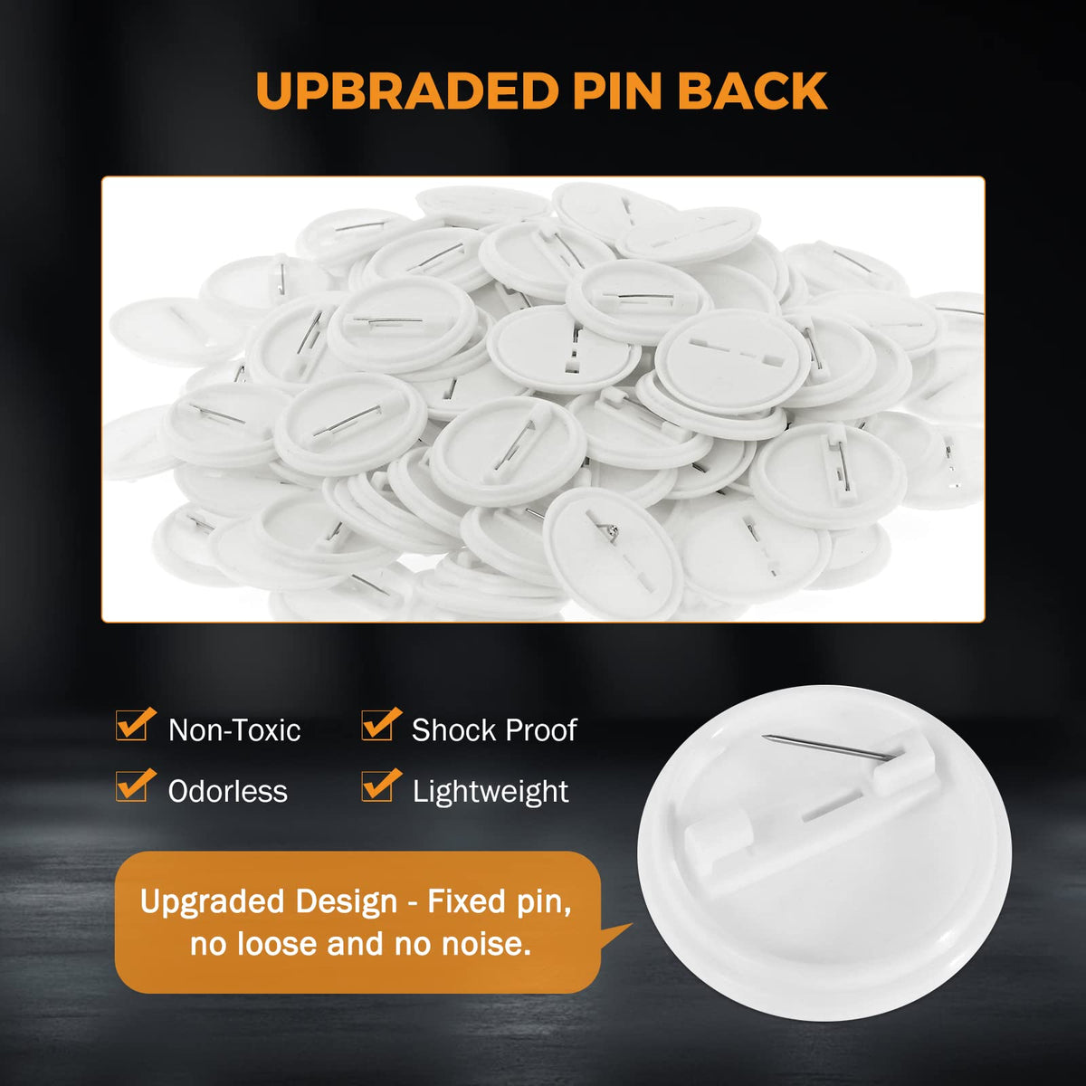 BEAMNOVA 200 Sets 32mm / 1.26 in (Approx. 1-1/4 inch) Button Maker Supplies, Fix-Pined Plastic Back, Hand Press Badge Making Refills, Blanks for Round Pin Making Machine