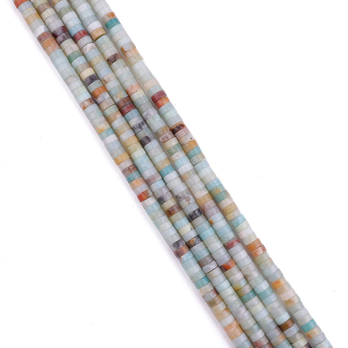 BEADIA Natural Amazonite Spacer Beads Caps Loose Semi Gemstone for Beading Jewelry Making 6mmx3mm 38cm