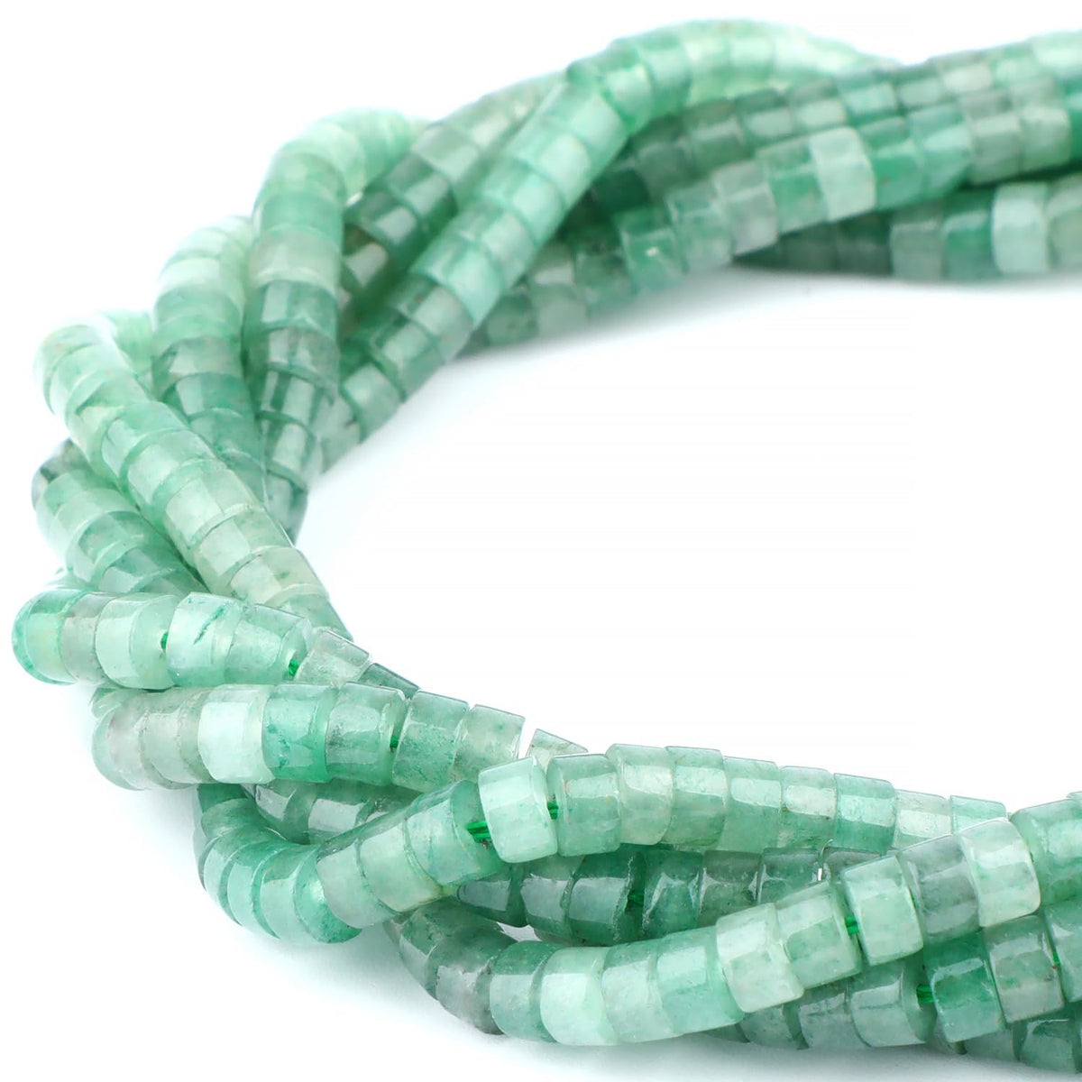 Natural Green Aventurine Heishi Spacer Beads Loose Semi Precious Flat Round Gemstone Disc Shape Stone for Beading Jewelry Making 4x2mm 15.5"