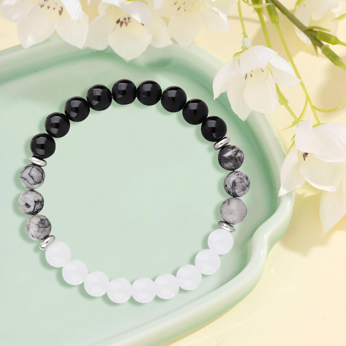 Lucky And Protection Bracelet,8mm Healing Crystal Bracelet,Stress Relief Anxiety Yoga Bracelet Brings Lucky Charm Presents