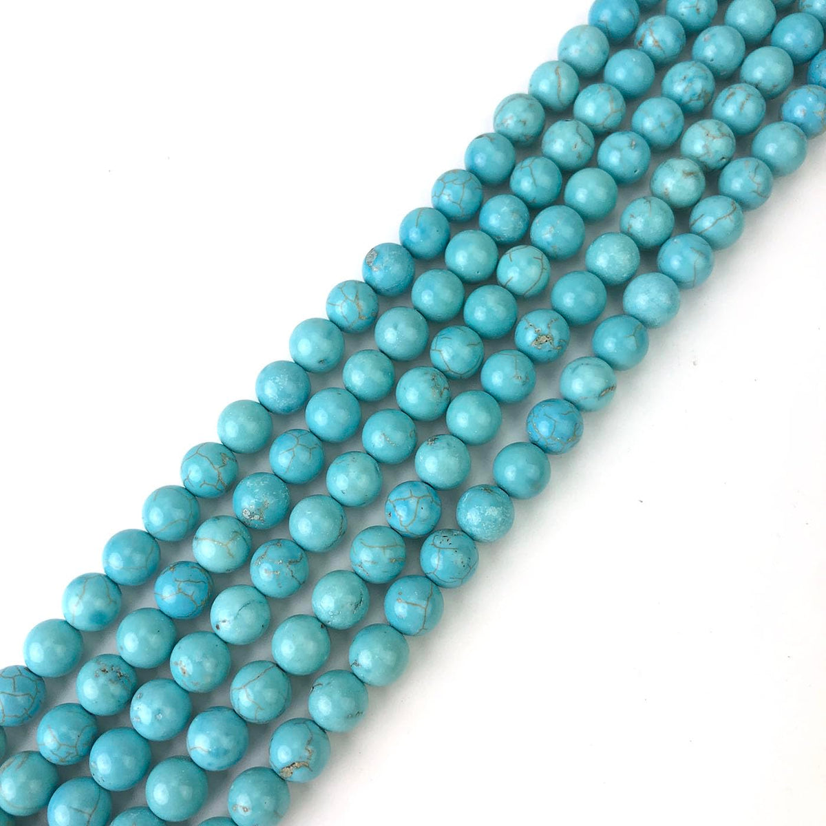 6mm Blue Turquoise Beads Round Gemstone Loose Beads for Jewelry Making (60-64pcs/strand)