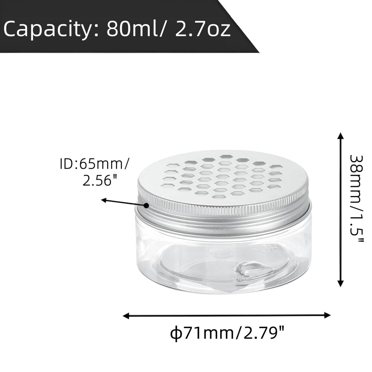 2.7 oz/80ml 3 Styles Empty Scent Beads Storage Container with Hollow Lids, Clear Storage Containers for Air Freshener Solid Perfume Aroma Diffuser, Small Round Jars Sample for Aromatherapy (12 PCS)