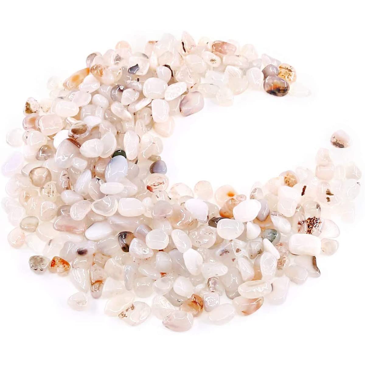 WAYBER Natural White Agate Pebbles, 1 Lb/460g Decorative Rocks Non-Toxic Crystal Stone Irregular Quartz Gemstone Crushed Pieces Tumbled Stone Chips for Jewelry Making/Home Decoration