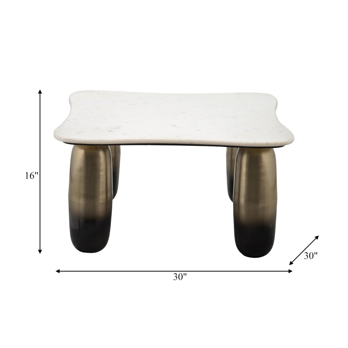 Sagebrook Home Modern Coffee Table with Square Marble Top & Sturdy Iron Legs - Accent Table for Living Room, Bedroom, Office - Elegant Contemporary Design - 16" Gold