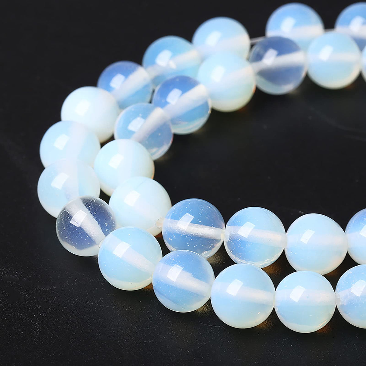 10mm 36pcs AAA Natural Stone Beads White Opal Round Loose Crystal Energy Healing Power Stone Beads for Jewelry Making DIY Bracelet (10mm, White Opal Stone)