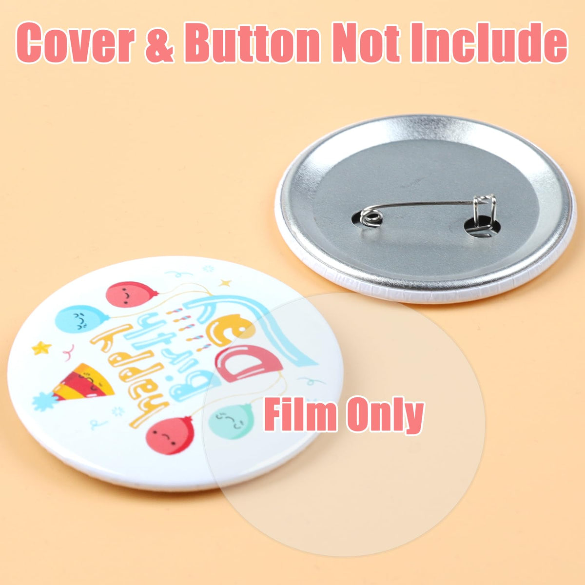 Loghohu 200 Pcs Clear Badge Film, 2.25 inch 58 mm Button Making Supplies Clear Circle Mylars Button Maker Supplies for DIY Arts Crafts Badge Buttons Protective Film