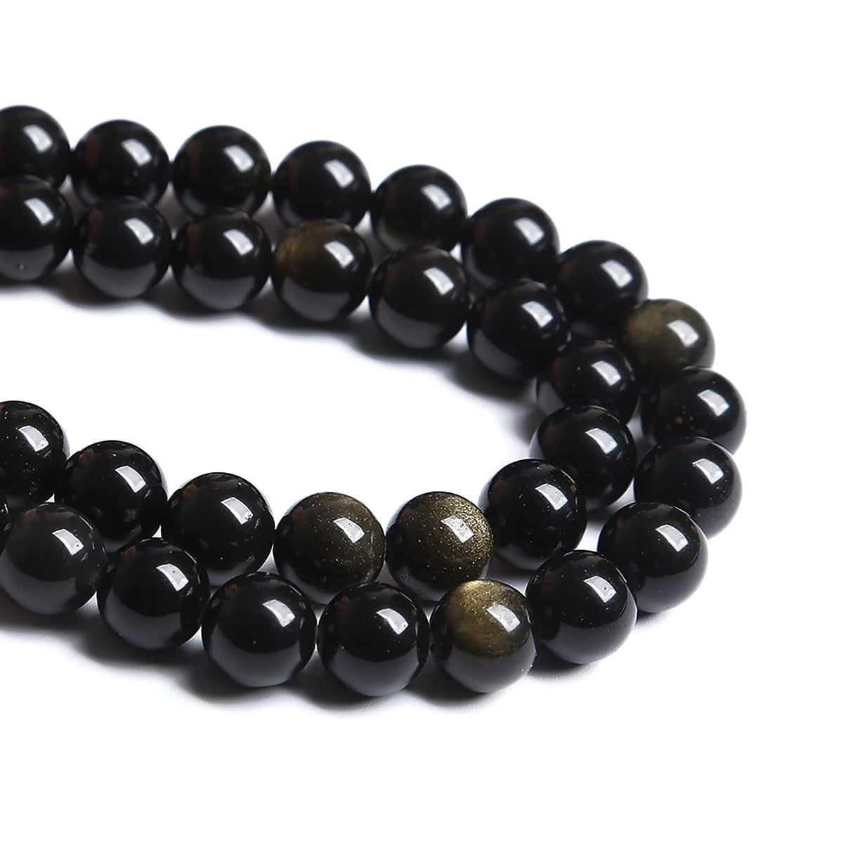 6MM 60PCS Natural Stone Golden Obsidian Loose Spacer Beads for Jewelry Making DIY Bracelet