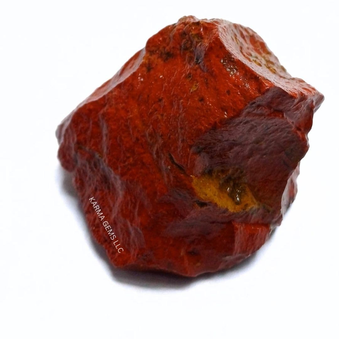 Karma Gems 5 Pcs Rough Red Jasper Natural Crystals - Raw Crystal Rocks for Tumbling - Cool Agate Stone Perfect Collections for Kids - Enhance Personal Luck - Help to Meditation and Concentrate