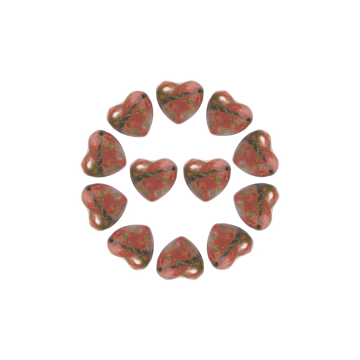 Yochus 5pcs Unakite Natural Heart Stone Beads，12mm Healing Energy Gemstone for Jewelry Making Earring Necklace DIY