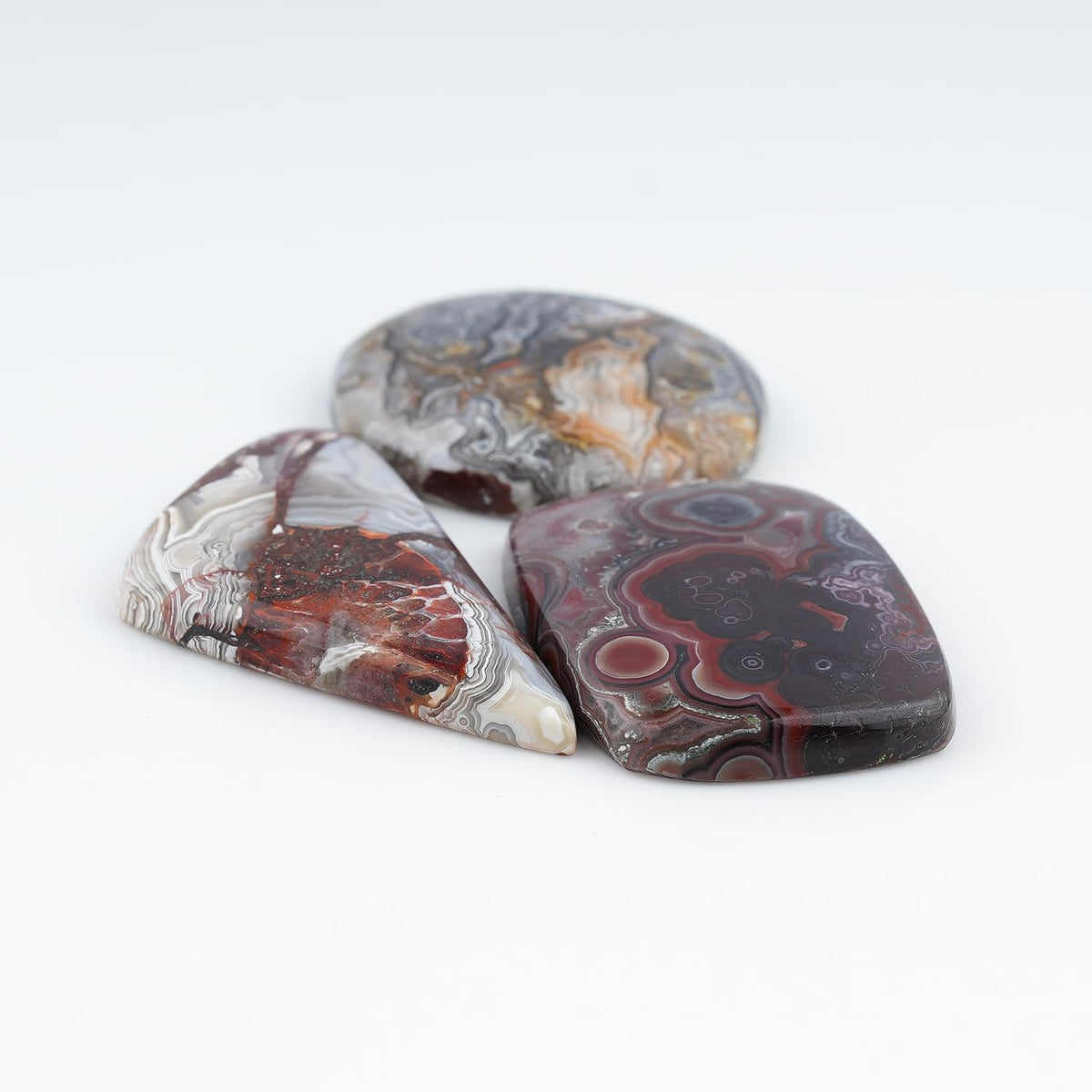 ColouredRocks (3pcs. (25-35MM.) BIG CRAZY LACE AGATE, Mix Shape, Natural Cabochon Crystals, Loose Gemstone, Wholesale Polished Supply, Jewelry Making, DIY Craft, Gem Collection