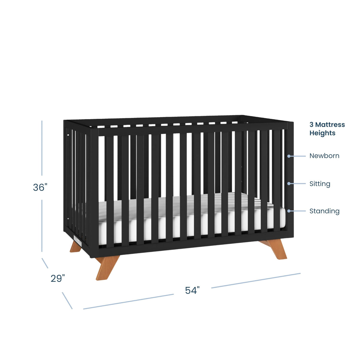 Child Craft SOHO 4-in-1 Convertible Crib, Baby Crib Converts to Day Bed, Toddler Bed and Full Size Bed, 3 Adjustable Mattress Positions, Non-Toxic, Baby Safe Finish (Ebony)