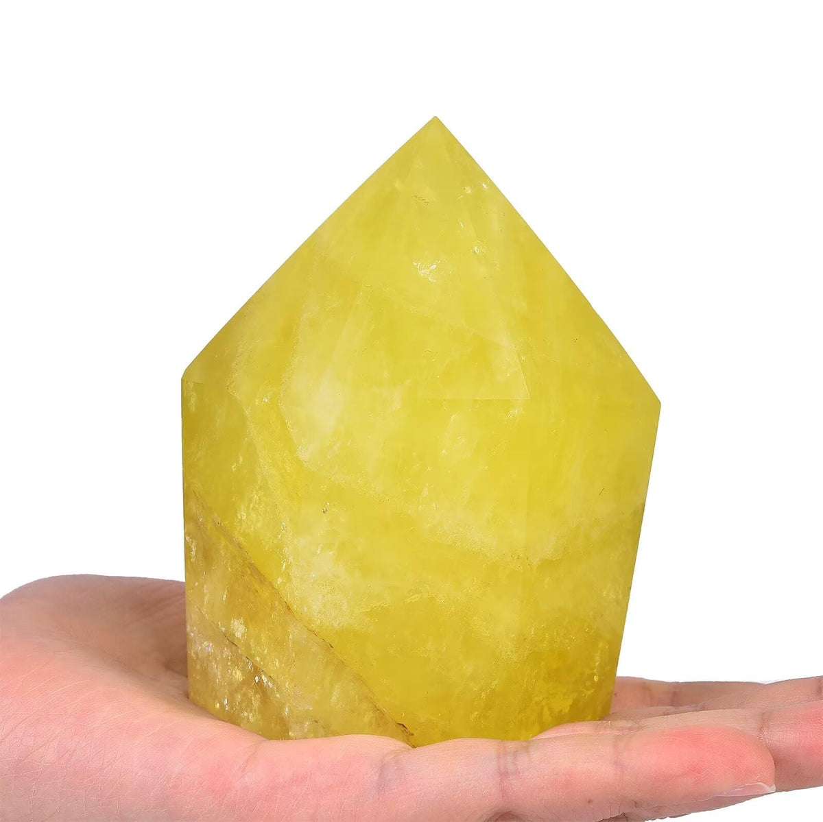 VIZYTOU Lemon Quartz Stone Tower Obelisk Large Healing Crystal Rock Point Wand Reiki Healing Meditation Stone 0.6-1.1 LBS
