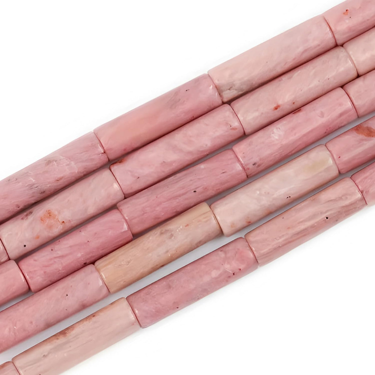 HAAMIIQII Natural Pink Rhodochrosite Tube Beads 13x4mm Column Stone Cylinder Gemstone Loose Beads for Jewelry Making Strand 15 Inch (28-29pcs)