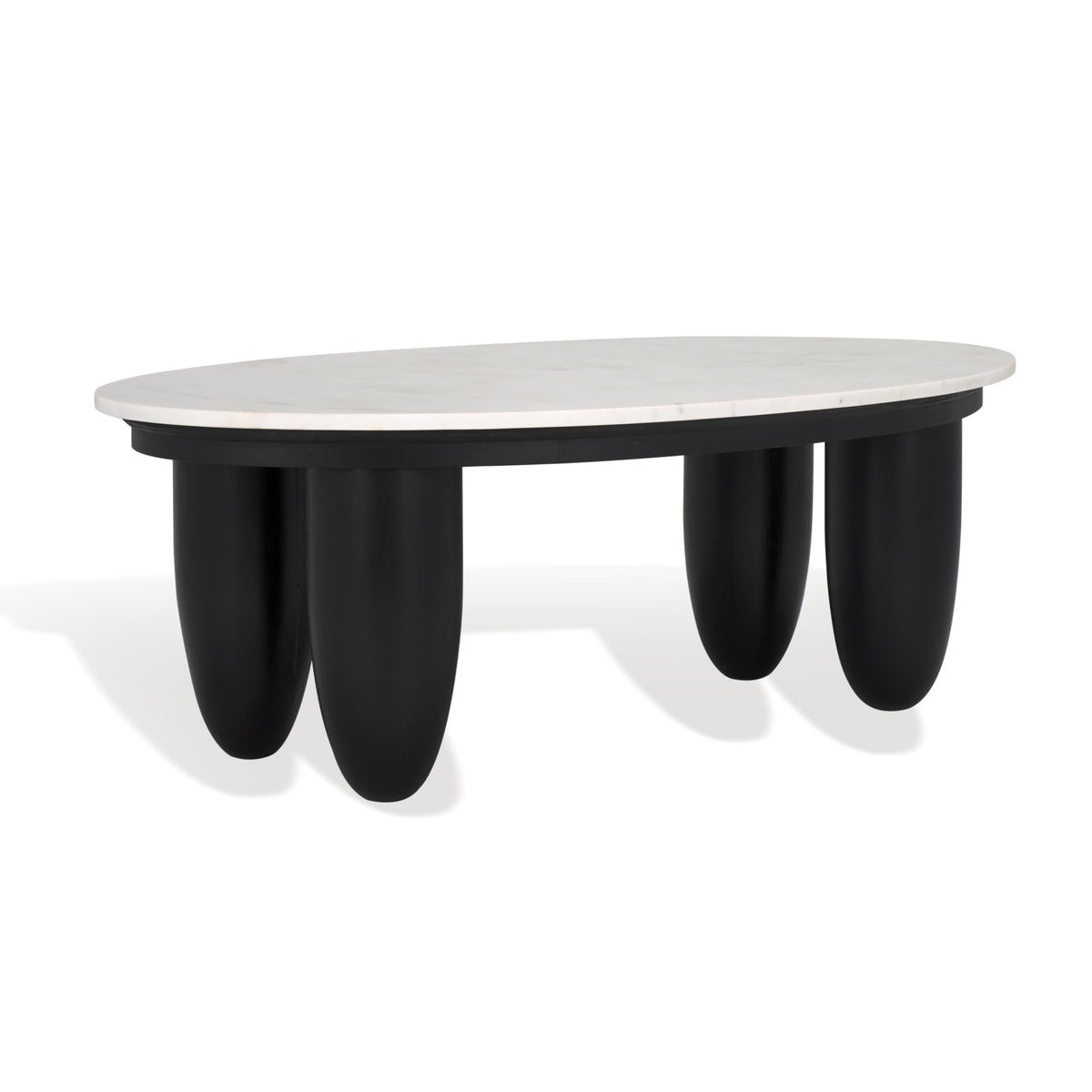SAFAVIEH Couture Collection Hobbes Black Solid Wood/Marble Top Coffee Table