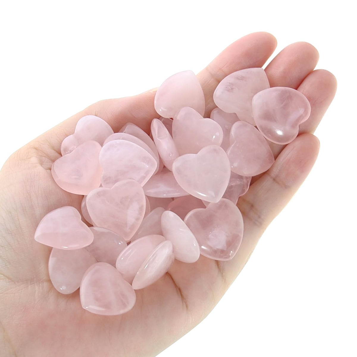 Namzi 20 Packs of Tumbled Polished Natural Rose Quartz Heart Stones, Crystals and Healing Stones Quartz Bulk for Wicca, Reiki, Healing Energy, Chakra Stones, Witchcraft Supplies