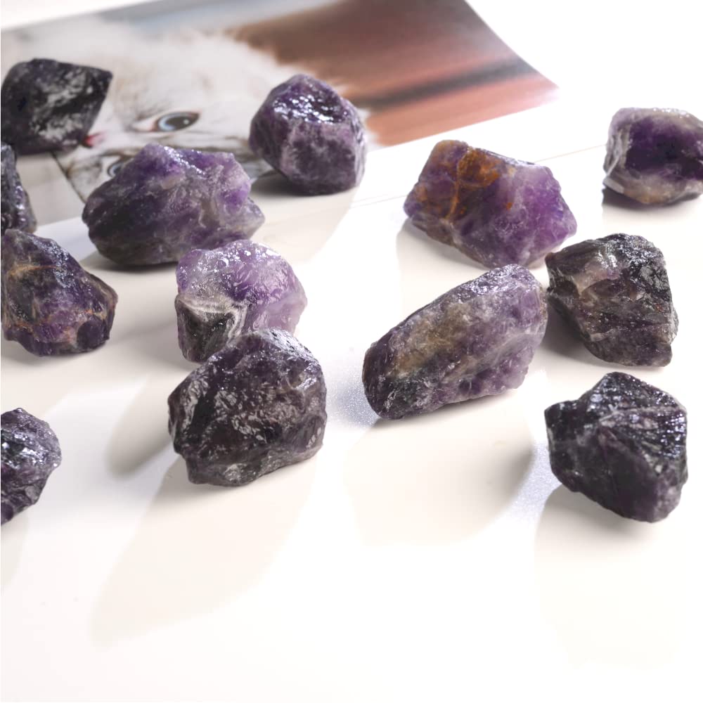 2PCS Natural Raw Stone Healing Crystals Bulk Healing Gemstones for Reiki Tumbling Fountain Rocks Meditation Garden Home Decor (Amethyst)