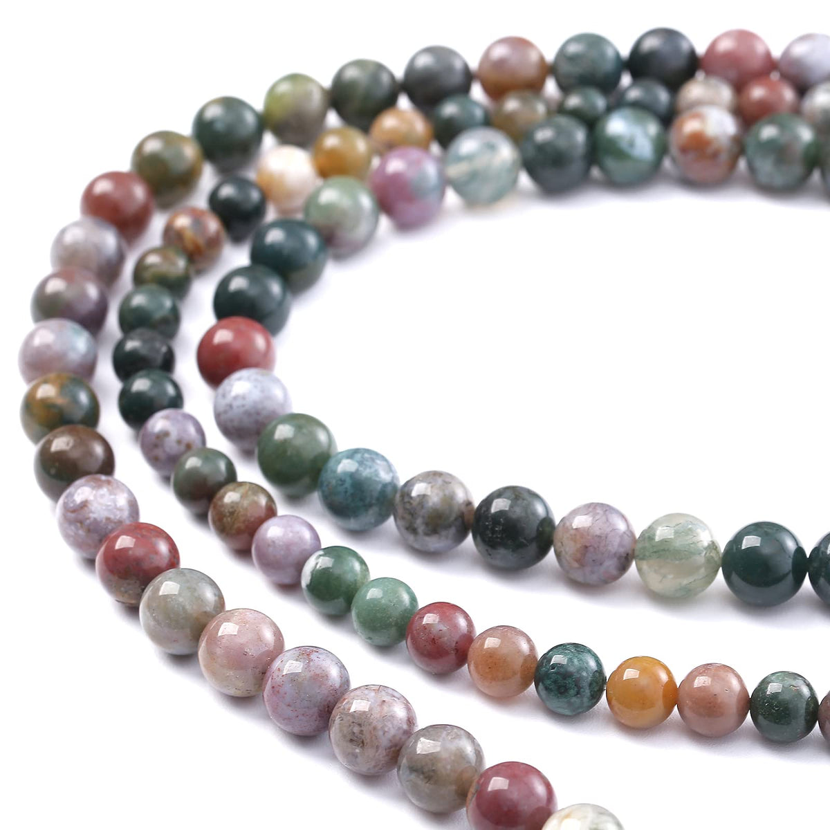36PCS 10MM Natural Colorful Indian Agate Stone Beads Round Loose Beads for welry Making DIY Bracelet Necklace Accessory 15"