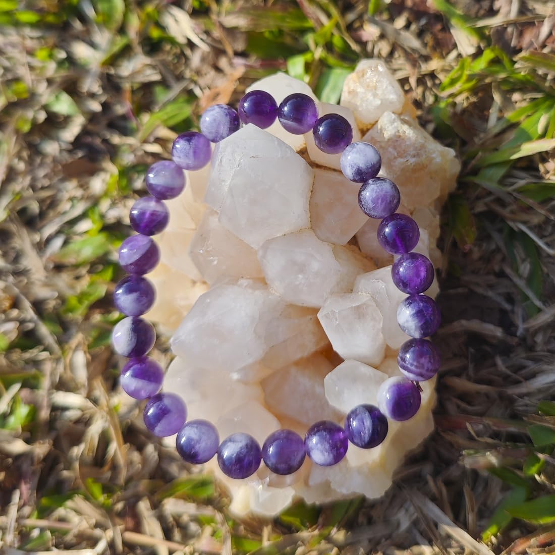 8MM Amethyst Bracelet (Include Cotton-like) | Natural and Classic | Resisting Negative Energy | Dream Amethyst | For Girlfriend Mom Sister | fits for small wrist size about 6.5-7 inch