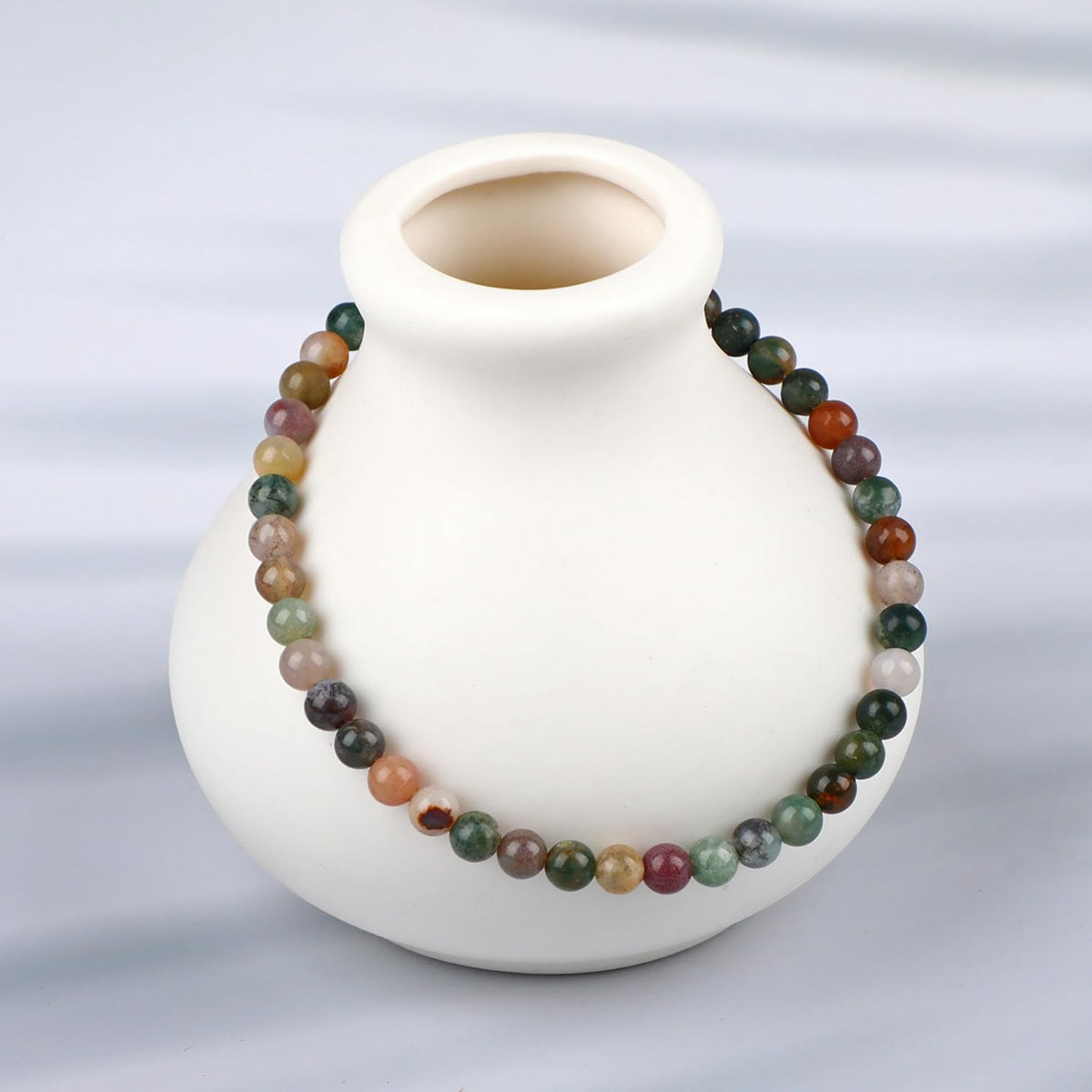 LPBeads Handmade Natural Gemstone Stretch Elastic 4mm Indian Agate Bracelet Healing Crystal Round Stone Beads Jewelry Gifts for Women Men