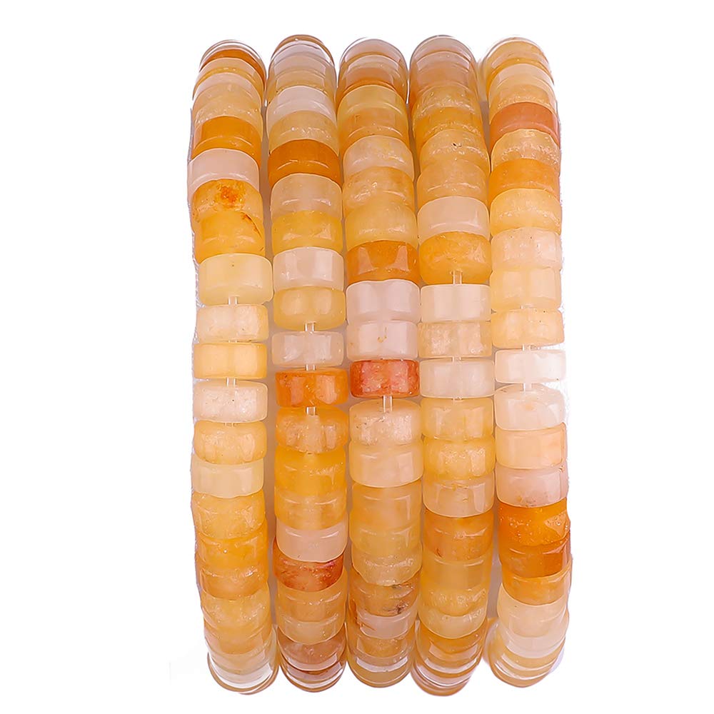 BEADIA Natural Yellow Jade Spacer Beads Caps Loose Semi Gemstone for Beading Jewelry Making 6mmx3mm 38cm
