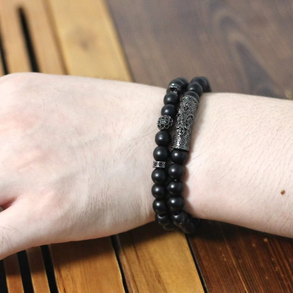 GDLKPYHS Blak Obsidian Bracelet, Handmade Beaded Bracelet 8MM Crystal Beads,Adjustable Stretch Bracelets,Protection Bracelet,Bring Good Luck, Prosperity and Happiness, Men's and Women's Gifts