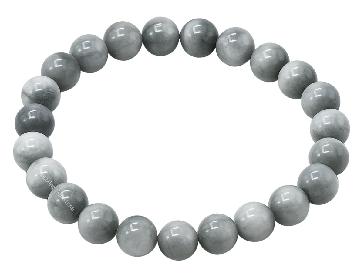 Amazing Gemstone Grey Cats Eye Bracelet for Women Men's Gifts - Protection Healing Crystal Bracelet - 8mm Gemstone Beaded Stretchable Bracelet Pulseras Para Hombres Mujer Stocking Stuffers Mothers Day Gift