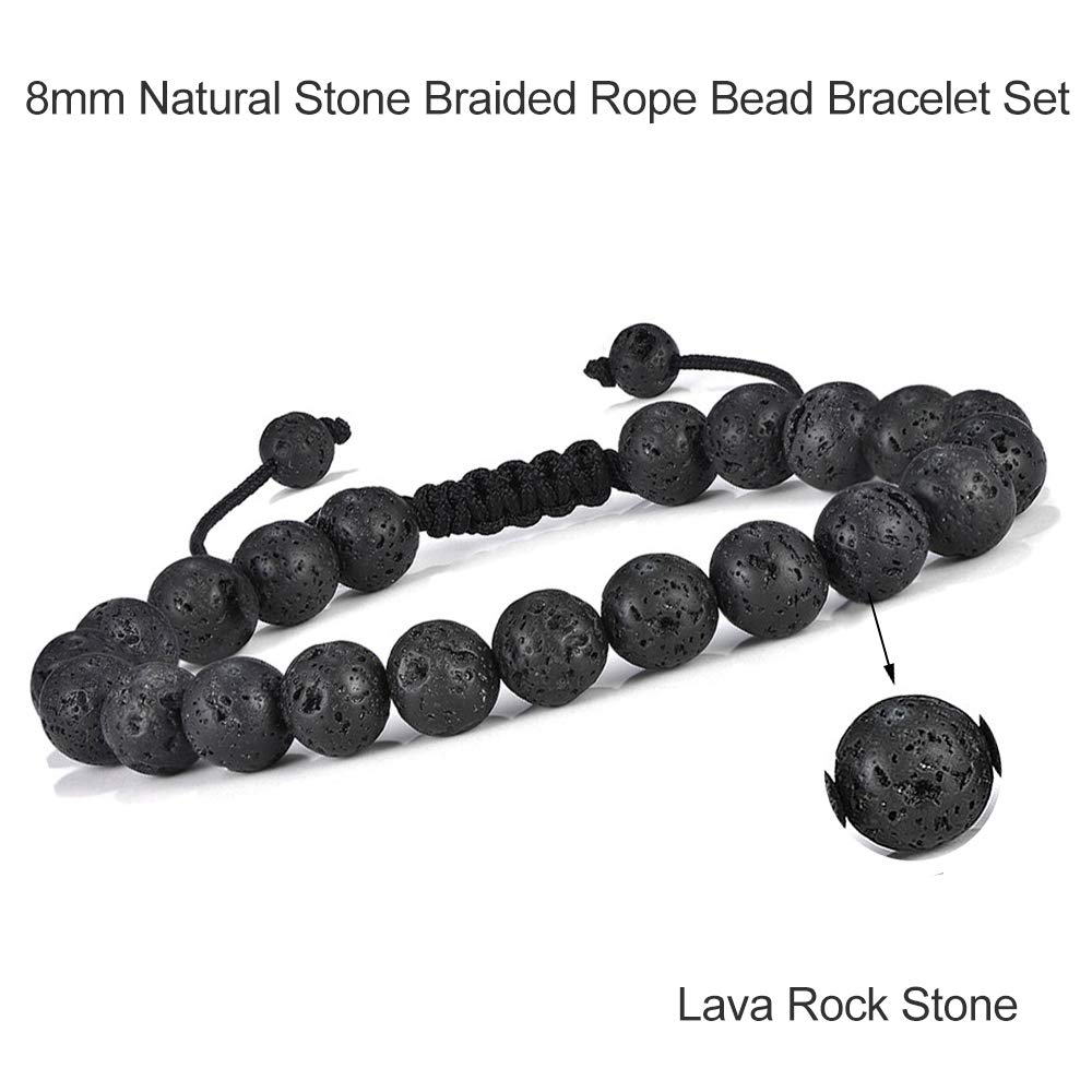 M MOOHAM Gifts for Male Coworkers Mens - Natural Black Lava Rock Stone Mens Anxiety Tiger Eye Bracelets Adjustable Aromatherapy Essential Oil Diffuser Healing Bracelet