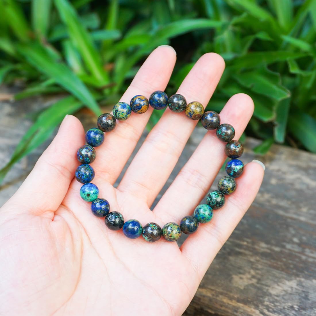 Natural 8mm Azurite Bracelet - Handcrafted Deep Blue Gemstone Jewelry with Spiritual Energy for Women & Men