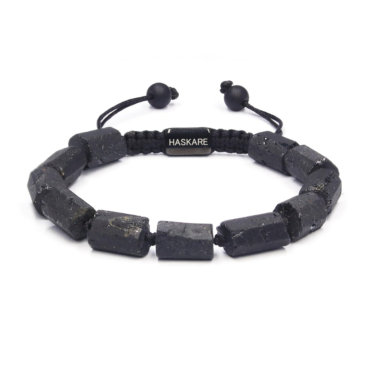 HASKARE Natural Stone Tourmaline Crystal Bracelets for Men, Protection Crystals Raw Black Tourmaline Beads Bracelet, Mens Energy Healing Bracelets for Anxiety, Handmade Bracelet Gifts for Men