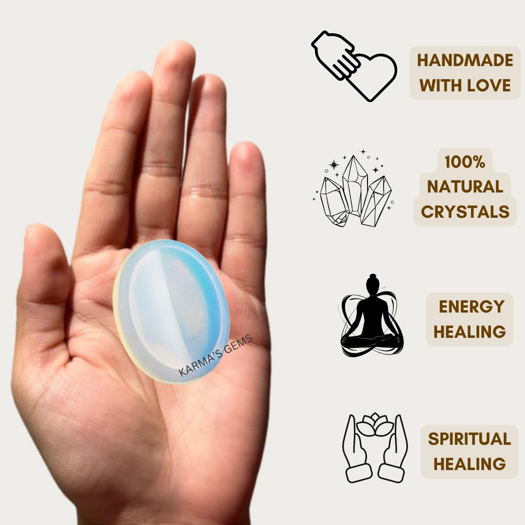 Opalite - Rubbing Natural Thumb Worry Stone - Hold in Your Hand for Relaxation or Anxiety Relief - Enhance Meditation, Aid in Healing the Mind, Body and Spirit