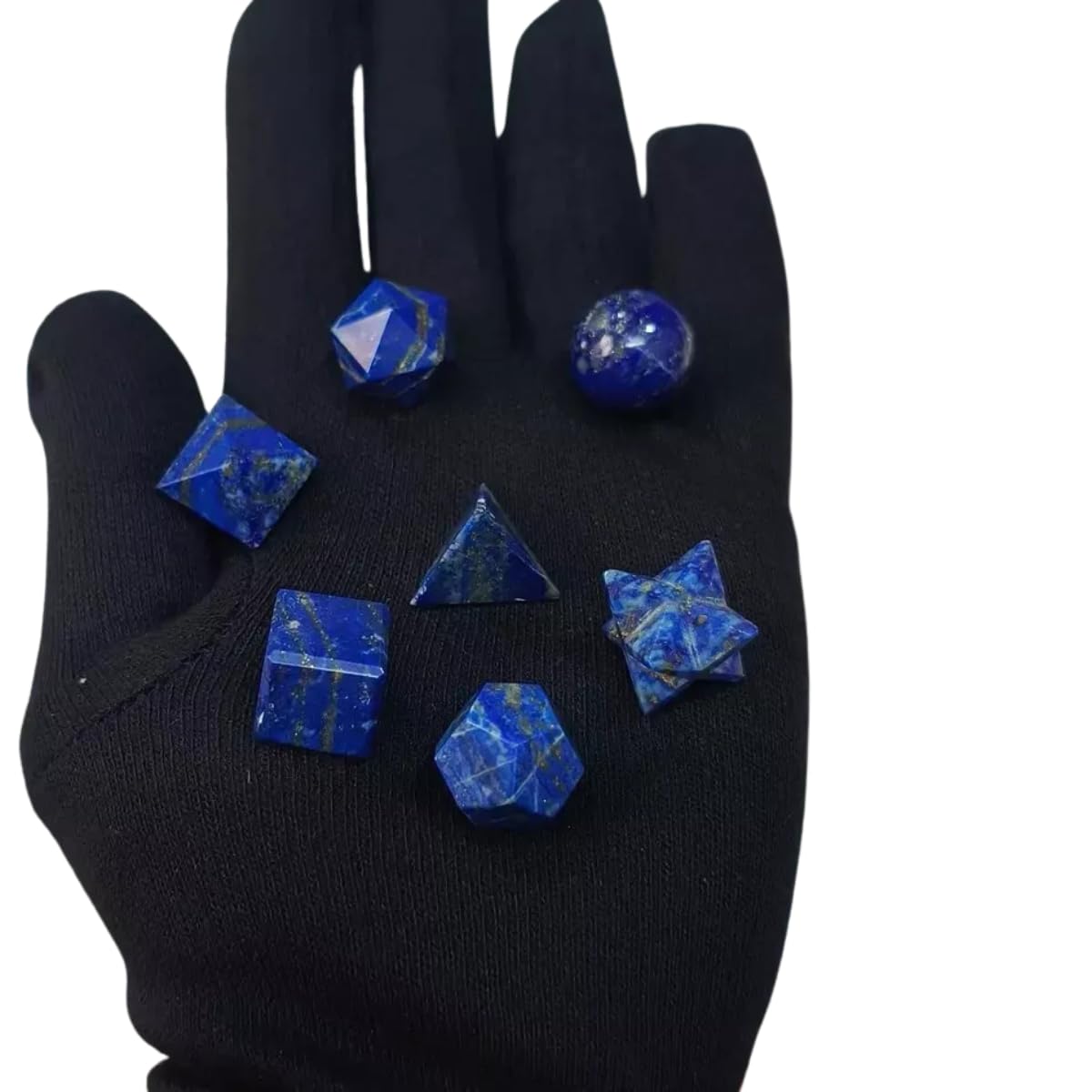 Quality Lapis Lazuli Platonic Solids Set with Premium Gift Box Pieces - 7